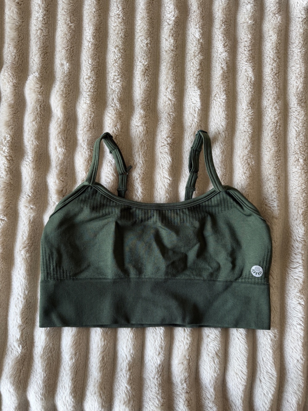 Senita Athletics Olive Green Seamless Sports Bra